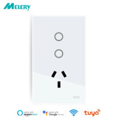 Melery Wifi Smart Tuya Light Switch Argentina Plug Wall Socket Australia Outlet Touch Glass Panel Remote by Alexa Google Home