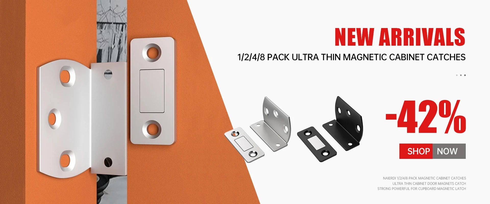 Description Picture 3 of itemMagnet Cabinet Door Catch, Magnetic Furniture Door Stopper, Strong Powerful Neodymium Magnets Latch Cabinet Catches