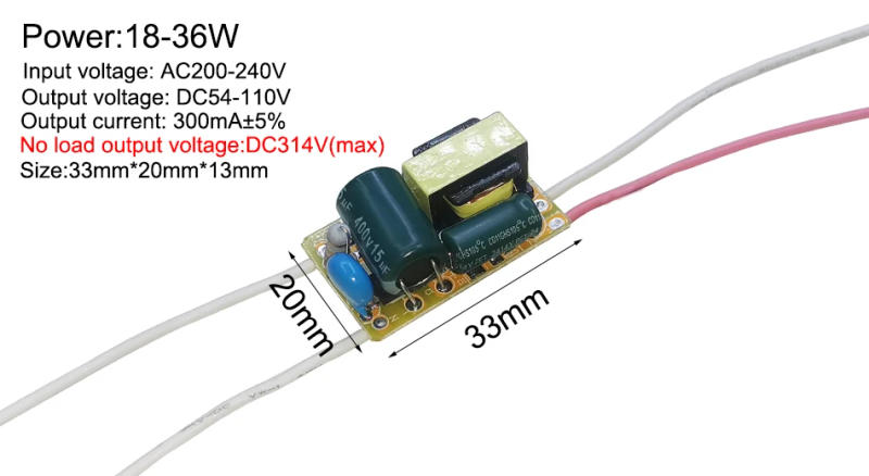 Description Picture 4 of itemLED Non-Isolated Constant Current 8W 18W 25W 36W 50W LED Driver 300mA Transformer power supply module AC to DC Converter