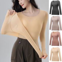 1pcs Women's Ultrathin Thermal Underwear High elasticity Plus Size Constant Temperature Seamless Long Sleeve Bottoming Tops