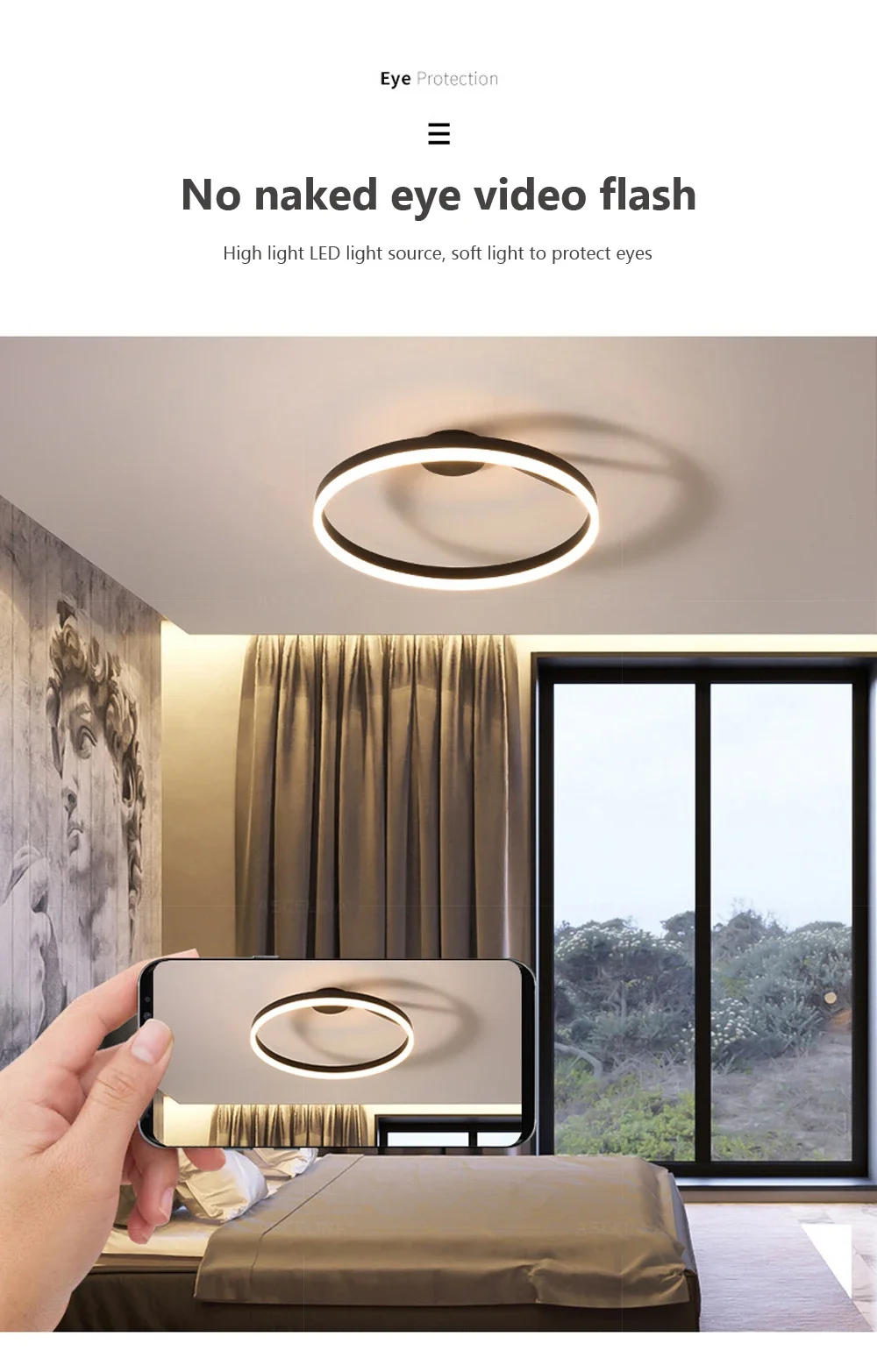 Description Picture 4 of itemModern LED Ceiling Light 60CM 76W ceiling Lamp For Living Room Bedroom Dinning Room Black White Home Indoor Led Lighing Fixtures