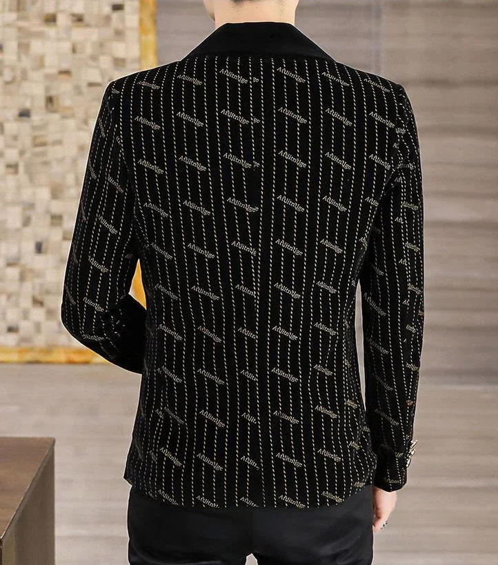 Description Picture 5 of itemThin Jacket for Men Party Golden Slim Fit Coats Man Suits and Blazers Elegant Menswear Fashion 2024 Classic New in Summer Casual