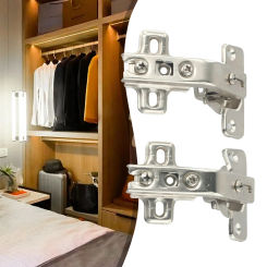 2PCS Hinges 135 Degree Plate Screws Set For Closee Is Used For Closet Doors, Closets, Connection Of TV Cabinets, Bookshelves, Wi