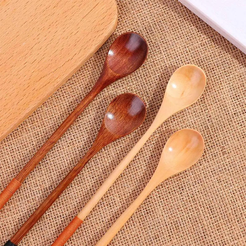 Description Picture 3 of itemCooking Durable Flatware Teaspoon Kitchen Long Handle Coffee Spoon Soup Spoon Spoons Wooden Spoon