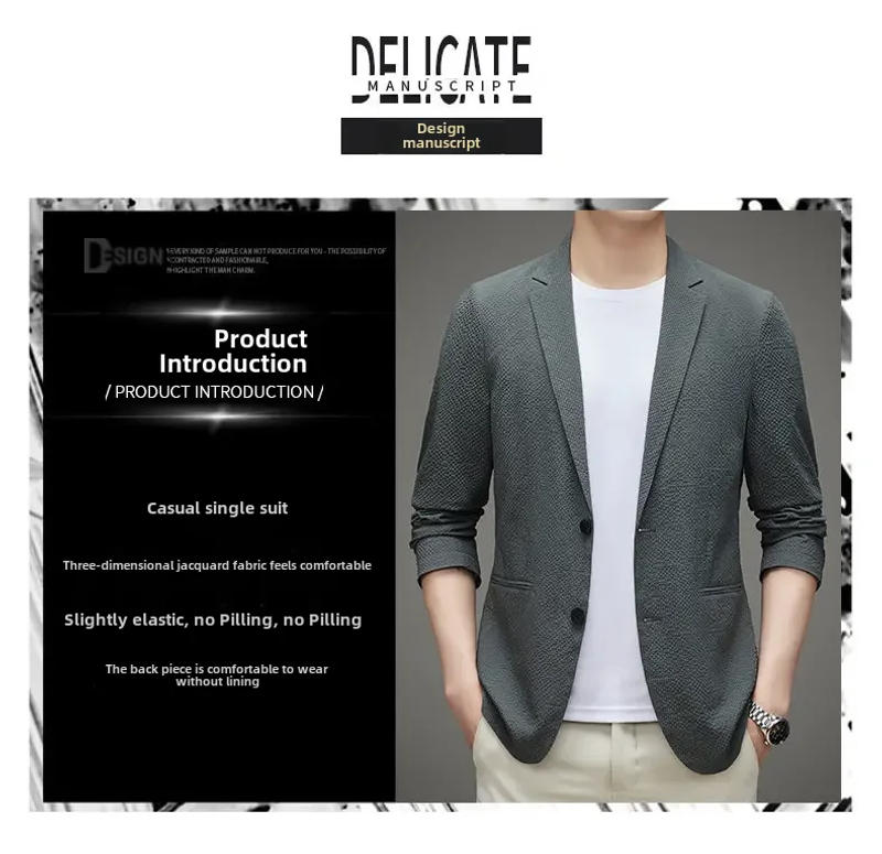 Description Picture 5 of itemMen's Western-style Suit Jacket New 2024 Spring/autumn Collection Casual Business Fashionable Wear For Middle-aged Men