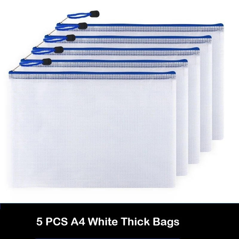 Description Picture 5 of item5pcs Mesh Zipper Pouch Document Bag Waterproof Zip File Folders A4 School Office Supplies Pencil Case Storage Bags