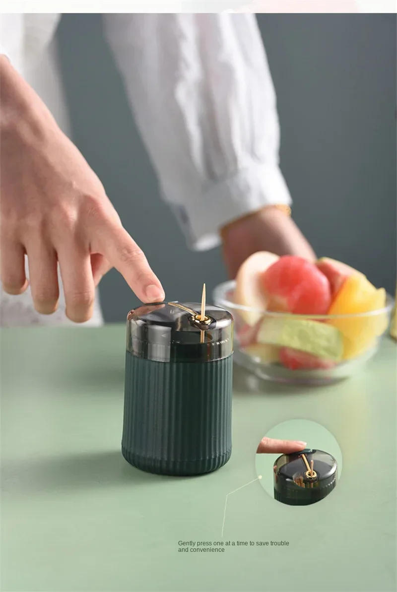 Description Picture 2 of itemPop-up Automatic Toothpick Dispenser Portable Plastic Toothpick Holder Container Creative Press  Toothpick Storage Box Organizer