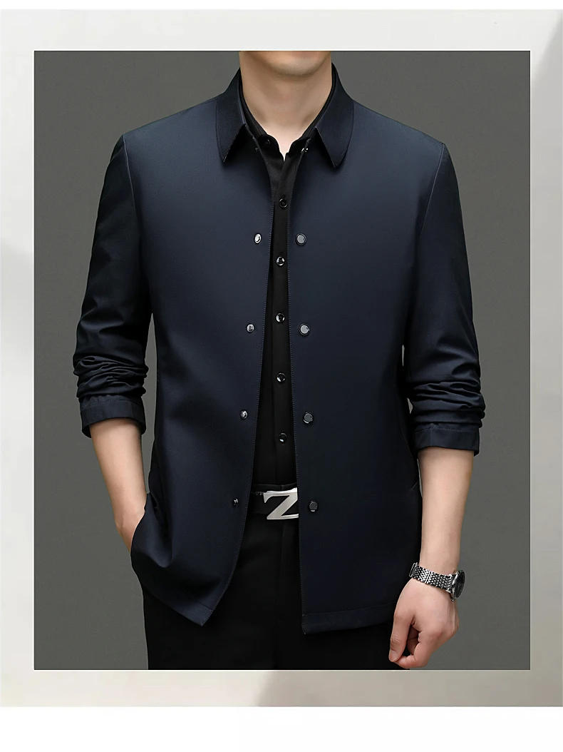 Description Picture 4 of itemSpring New Lapel Simple Atmosphere Loose Jacket Men's Casual Parker Coat Young and Middle-aged Business Casual Jacket