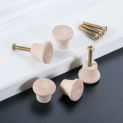 5Pcs Mini Round Wooden Knobs Home Decorative Pull Knobs Cabinet Drawer Cupboard Handle Furniture Hardware with Screws 23*20mm