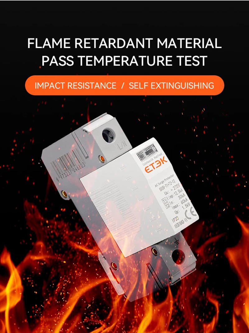 Description Picture 6 of itemETEK SPD House Surge Protective Device 275V Protector Arrester Protection Type T1+T2 AC 1P 20KA~40KA EKU5