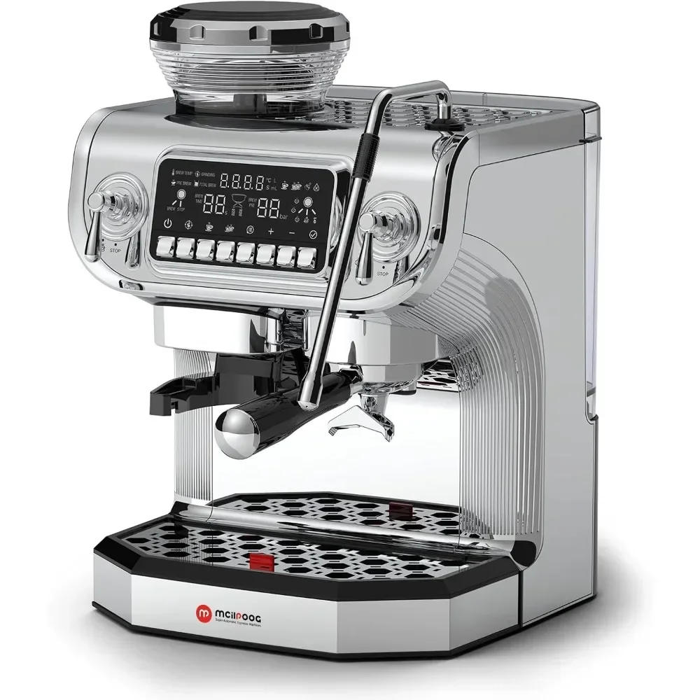 Description Picture 2 of itemith Milk Frother，Semi Automatic Coffee Machine with Grinder,Easy To Use Espresso Coffee Maker w