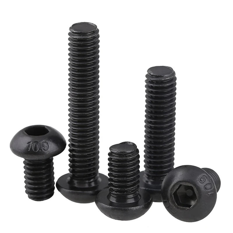 Description Picture 5 of item10 Pcs 10.9 Grade High-Strength Black Round Head Hexagonal Socket Screw Bolt M1.6 M2 M3 M4 M5 M8-M12