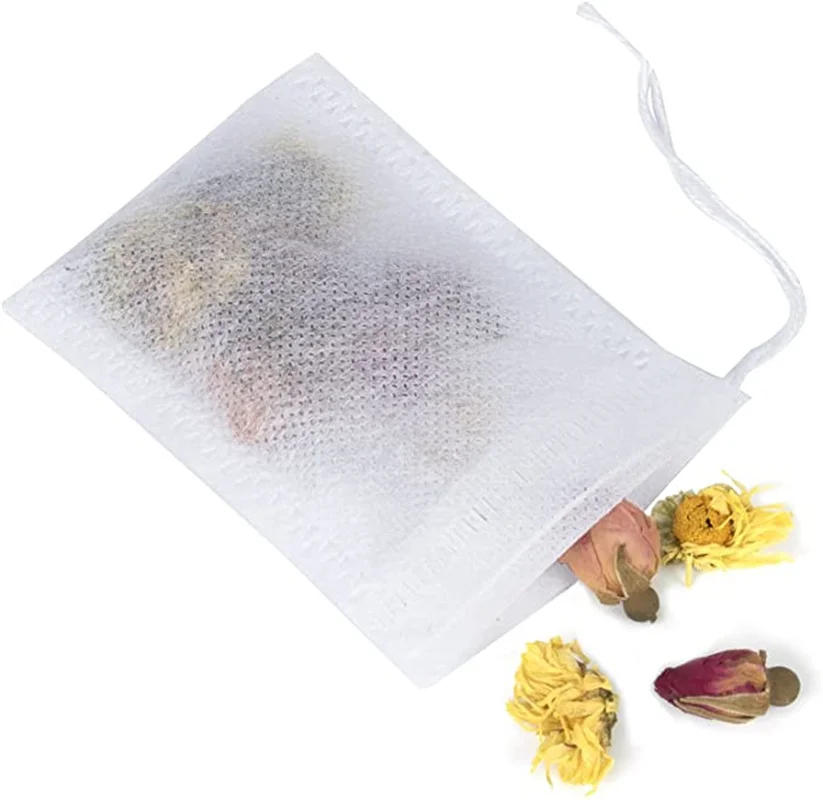 Description Picture 6 of item100Pcs Tea Bags Disposable Filter Bags for Tea Infuser with String Heal Seal Food Grade Non-woven Fabric Natural Tea Filter Bags