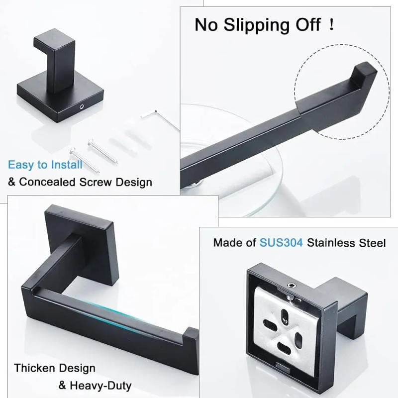 Description Picture 4 of item8-Piece Bathroom Hardware Accessories Set, Towel Bar Sets Include Towel Holder Toilet Paper Holder Towel Hook