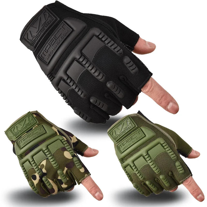 Description Picture 4 of item1Pair Summer Fingerless Gloves Men Women Knuckles Protective Gear Hand Driving Climbing Cycling Bicycle Riding