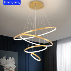 Modern LED Pendant Lights White/Golden/Black Circle Rings Luster Lamp For Living Dining Room Fixture Home Indoor Lighting