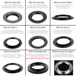 Metal M42 Lens Adapter Ring for Nikon Sony Minolta Alpha Pentax Olympus Canon EOS EF EOSM Camera Accessories