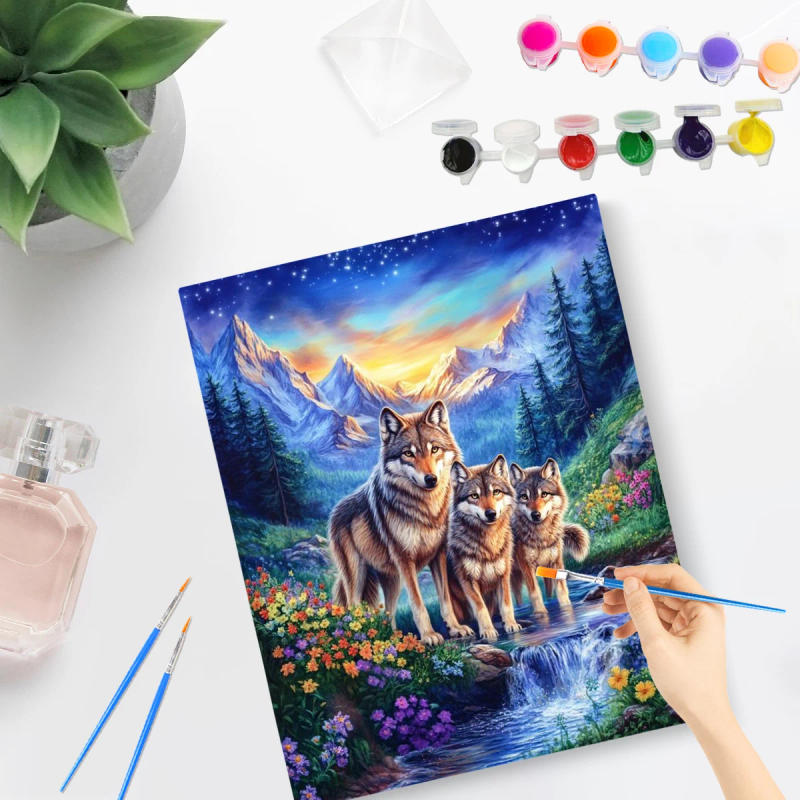 Description Picture 3 of itemPhotoCustom Diy Painting By Numbers Wolf Animal Picture Coloring Gift Adults Crafts Home Decors Handmade