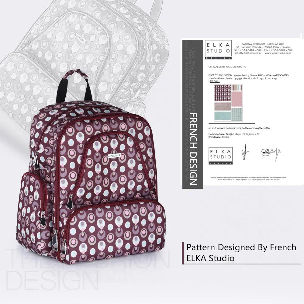 Description Picture 5 of itemInsular Baby Diaper Bag Multifuntion Nappy Stroller Backpack Maternity Mummy Bag Baby Waterproof Diaper Changing Bag Backpacks