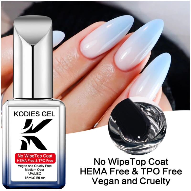 Description Picture 3 of itemKODIES GEL HEMA Free Gel Top Coat Clear NO TPO Healthy Gel Nail Polish 15ML Semi Permanent UV/LED Semi Permanent Manicure Gels