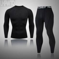 New Men's Thermal Underwear Sets Black Compression Sport Suit Sweat Quick Drying Thermo Underwear Men Clothing Long Johns Sets