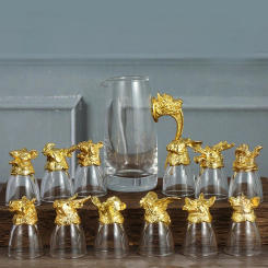 High-end 12 Chinese Zodiac Animal Head Liquor Glass Set Crystal Glass Liquor Set Small Wine Glass One Mouth Cup Household