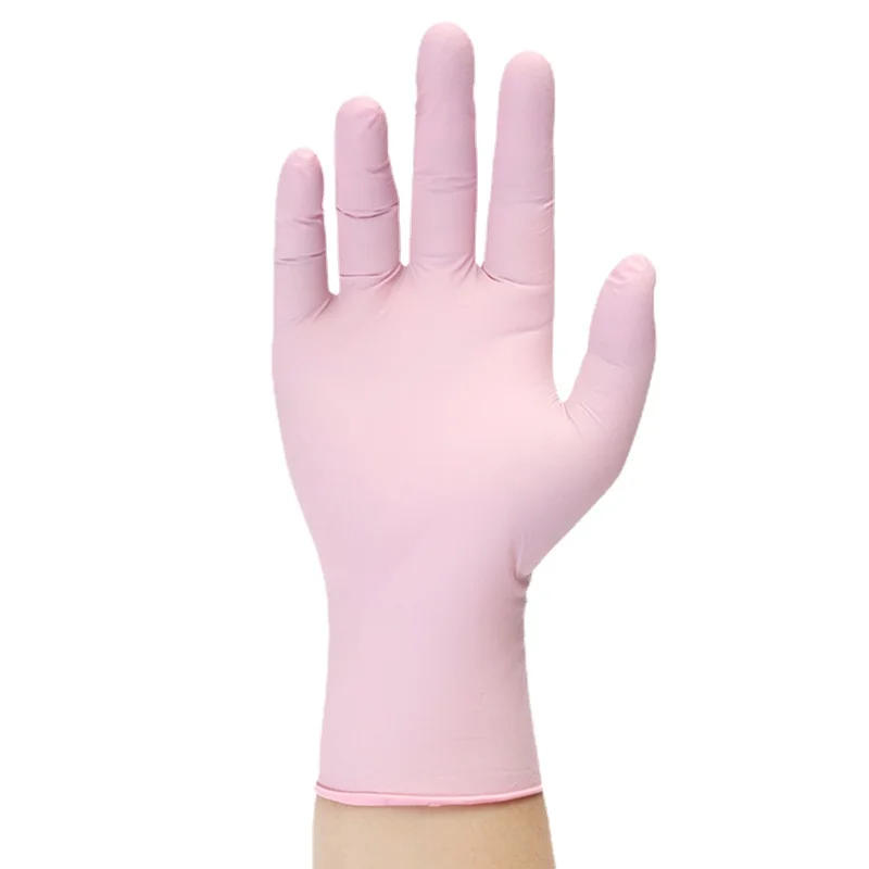 Description Picture 4 of item100PCS Pink Nitrile Disposable Gloves Latex Free Gloves Protective Powder Free Household Cleaning Kitchen Beauty Tattoo Gloves
