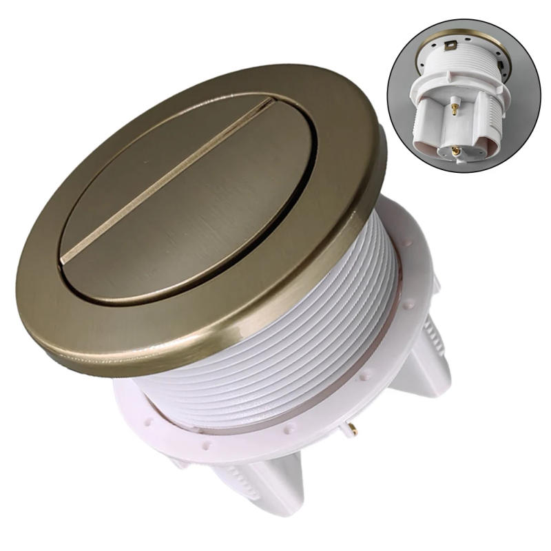 Description Picture 2 of item1pc Toilet Push Button Dual Flush Air Type Pneumatic Tank Switch Brushed Brass Gold Twin Hose Water Press Flush Button Parts