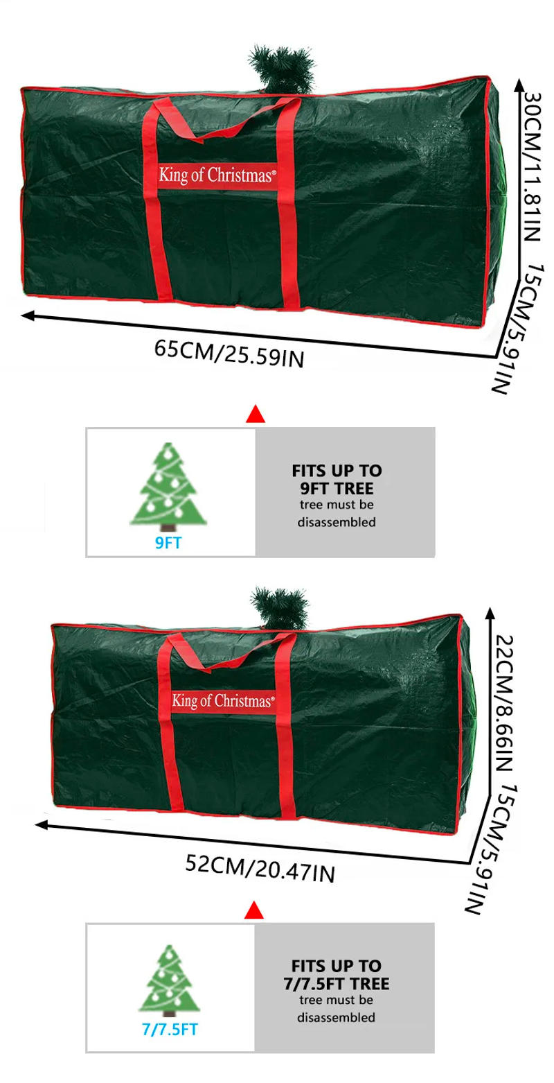 Description Picture 6 of itemChristmas Tree Storage Bag Artificial Xmas Trees with Durable Reinforced Handles Dual Zipper Waterproof Protects From Dust-Green