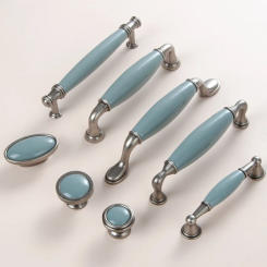Blue Ceramic Cabinet Handle Drawer Knob Smooth Sturdy Surface Wardrobe and Indoor Door Handle Furniture Handle Hardware