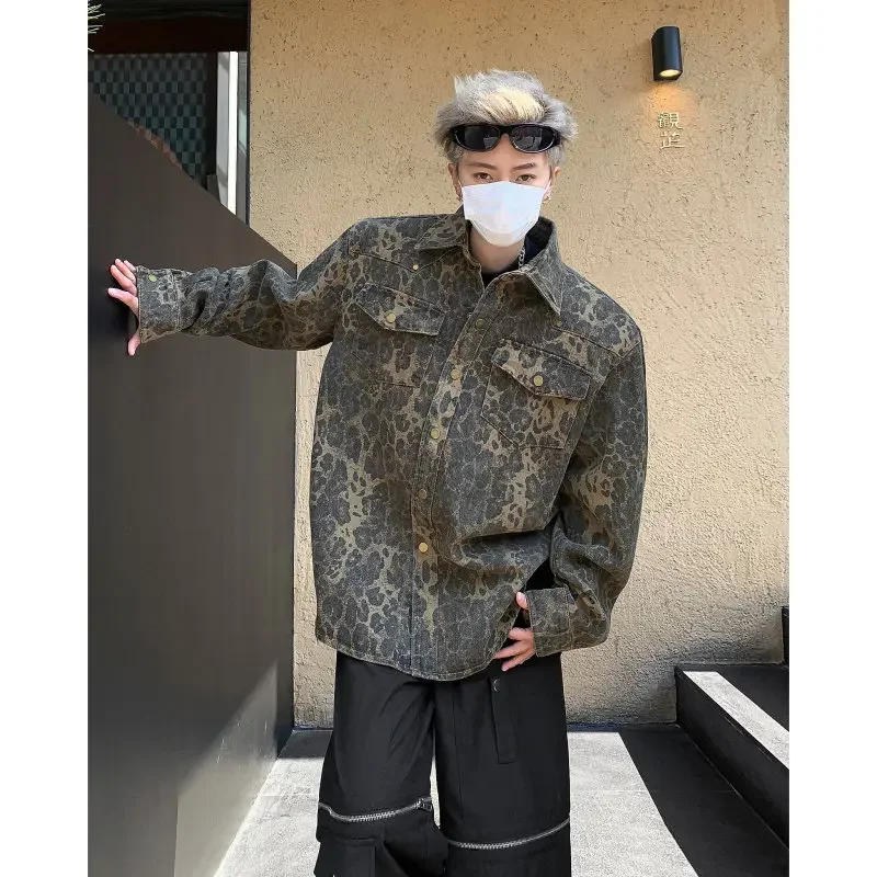 Description Picture 6 of itemHigh Street Men's Jackets Vintage Lapel Leopard Printing Contrast Color Large Pockets Baggy Male Top New Tide 9C4973