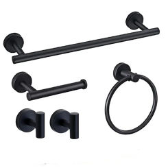 Black Bathroom Hardware Set Accessories Stainless Steel Towel Bar Towel Ring Toilet Paper Holder Hook  Wall Mount Bathroom kit