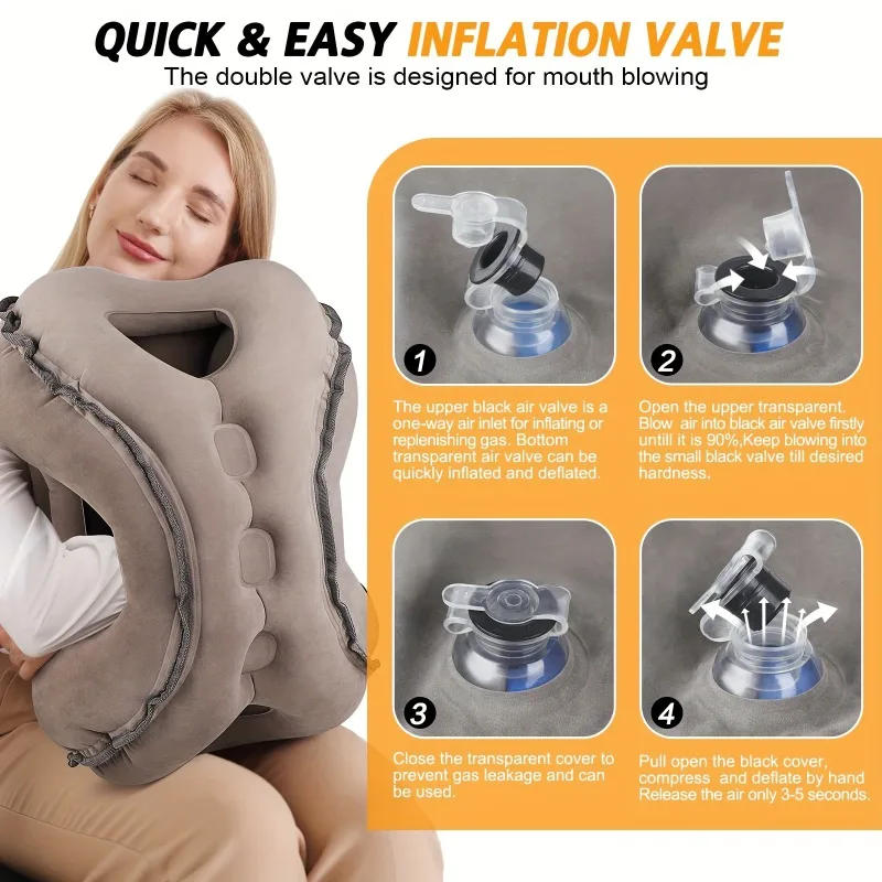 Description Picture 5 of itemMultifunction Inflatable Travel Pillow Travel for Airplane Avoid Neck Shoulder Pain,Support Head,Used Sleeping Rest Neck Pillow