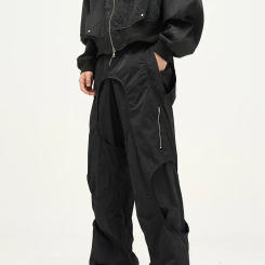 High-Grade American Niche Zipper Design Stitching Pants Men's European and Ruan Handsome Casual Pants Couple Trousers Special