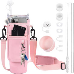 12PCS Accessories for Stanley Cup 40Oz Tumbler with Handle Water Bottle Carrier Bag with Strap Boot Straw Cover Cap Straw Set