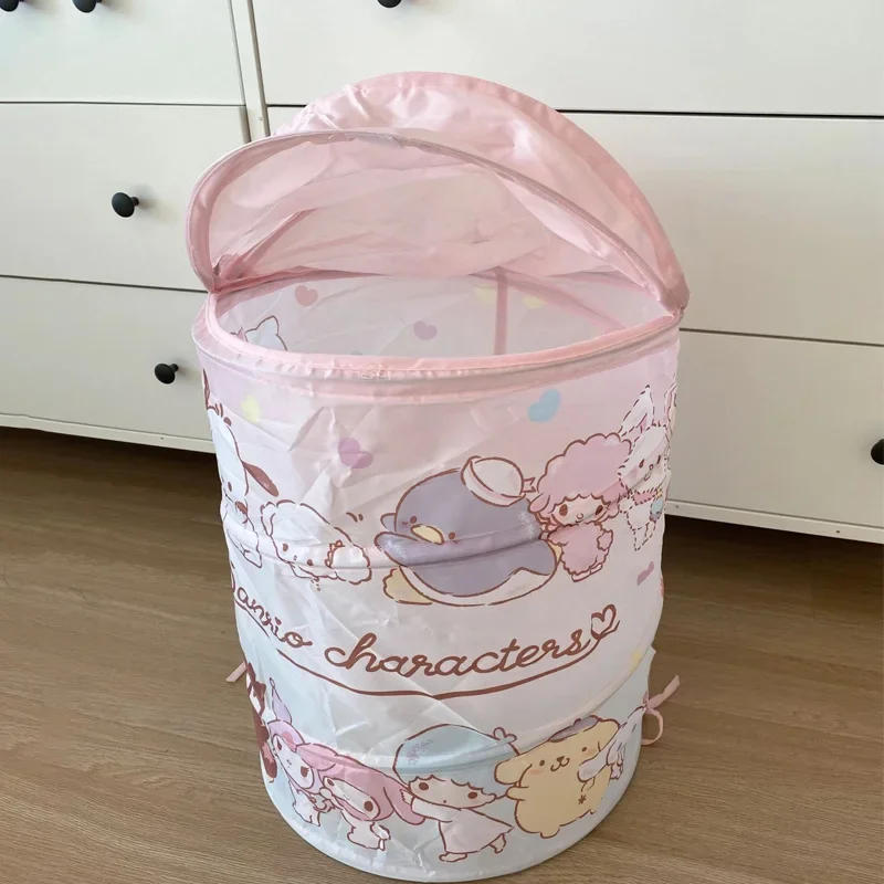 Description Picture 3 of itemSanrio Cartoon Anime Laundry Basket with Lid Oxford Cloth Waterproof Large Capacity Pochacco Hello Kitty Toys Storage Bucket