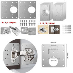 1/2/4/10PCS Cabinet Hinge Repair Plates Kit Furniture Hardware Kitchen Cupboard Door Hinge Stainless Mounting Screw Fixing Board