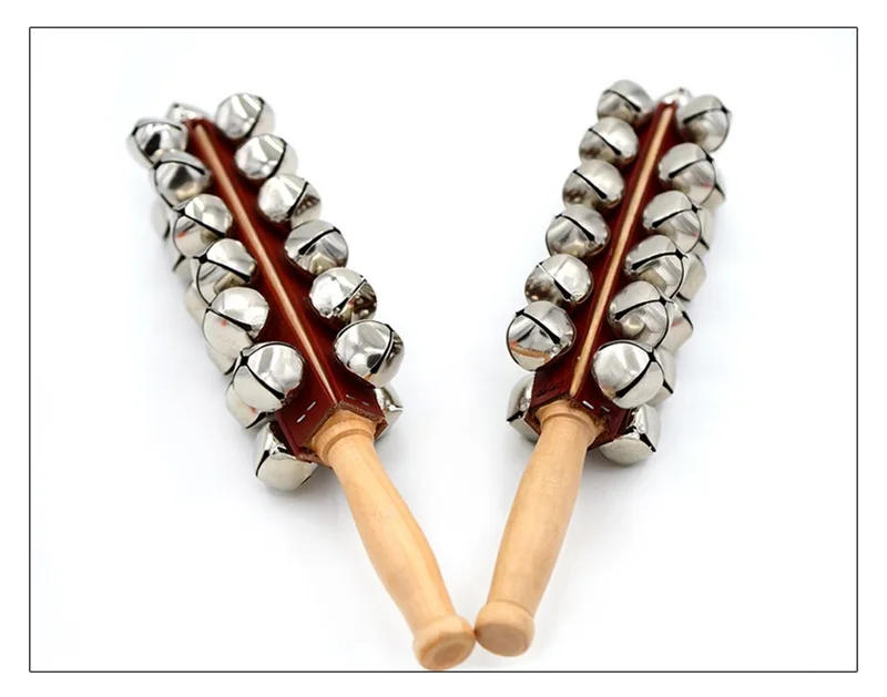 Description Picture 5 of itemHand Jingle Bells Hand Sleigh Bells Wooden Shaker Jingle Bells Stick Musical Percussion Instrument Bells For Musical Instruments