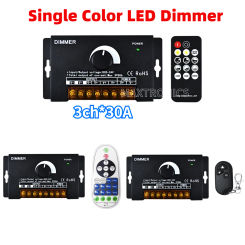DC5-24V LED Dimmer 3CH*30A Switch Knob On/Off Controller With RF Wireless Remote for 5050 2835 Single Color LED Strip Lights