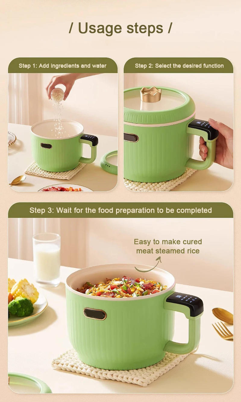 Description Picture 2 of item1.5L Portable Electric Rice Cooker Multifunction Hotpot Noodles Pasta Cooking Pot Eggs Frying Pan Soup Stew Boiler Food Steamer