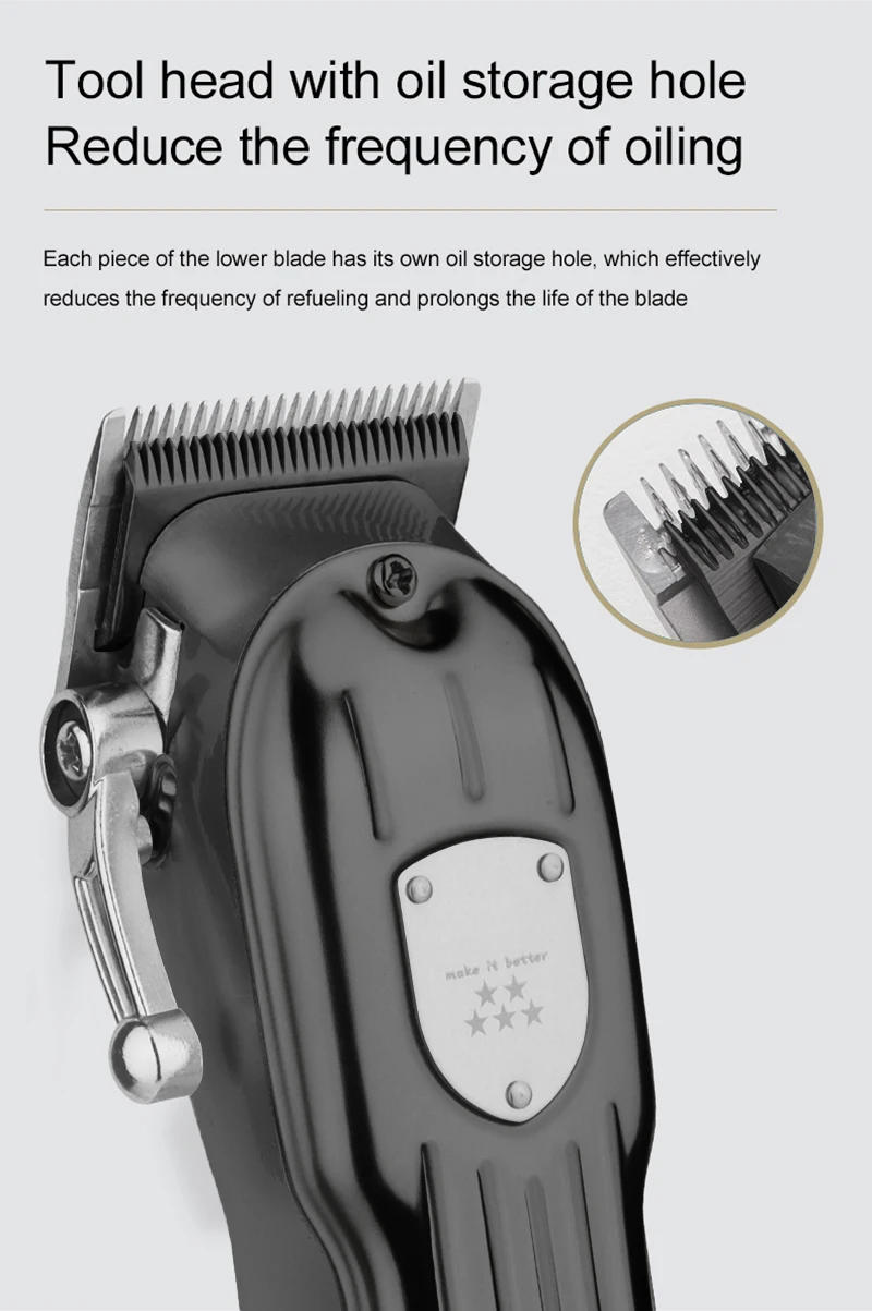 Description Picture 5 of itemProfessional Barber Men Electric Hair Trimmer 3000mAh Rechargeable Hair Clipper Adjustable Trimming Length Cordless Beard Shaver