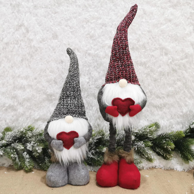 Description Picture 6 of item2024 new Christmas decoration knitted red gray love knitted telescopic doll Nordic style elves