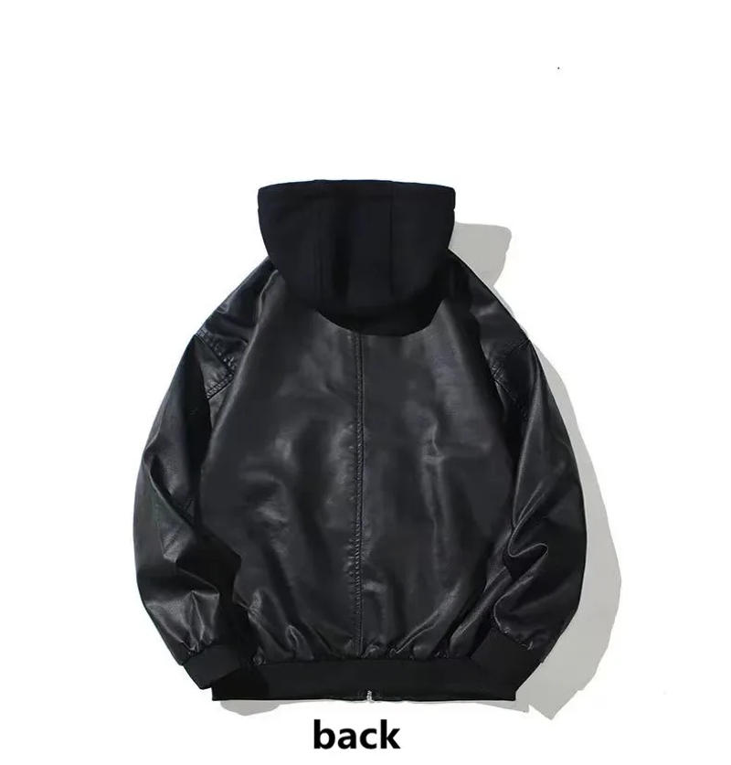 Description Picture 3 of itemWinter Men Leather Jackets Moto Faux Leather Drive Coat Padded Windbreaker PU Biker Bomber Aviator Jackets Hooded Detachable