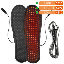 USB Rechargeable Heated Insoles Size 39-46 USB Electric Heated Shoes Pad for Outdoor Skiing Winter Foot Warmers for Women Men