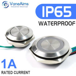 19mm Ultra Short LED Light Push Button 3V 6V 12V 24V 220V Momentary Self Reset Waterproof Metal Push Button Switch with Wires