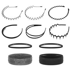 6 Hair Hoops 4 Headbands Unisex Wavy teethed Hair Clasps Wide Slim Headbands for Men Women Adults