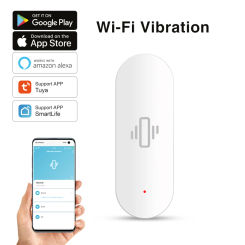 Tuya WiFi Vibration Sensor, Smart Home Real-Time Security Alerts, APP Remote Control, Compatible With Alexa And Google Home.