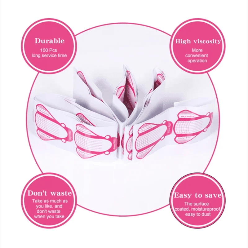 Description Picture 3 of itemFrench Nail Form Tips Acrylic UV Gel Extension Curl Form Nail Gel Sticker Art Guide Mold Manicure Stencil Acrylic Tools