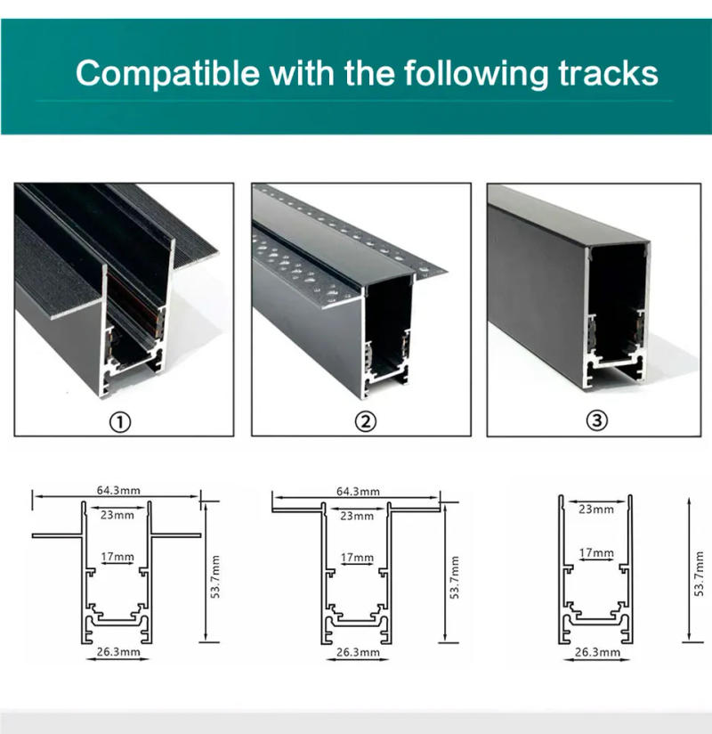 Description Picture 4 of itemNew LED Magnetic Track Light 48V Dimmable Dali Tuya Zigbee Magnet Grille Light Smart Dimming Magnetic Rail Lighting System