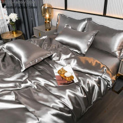Luxury Mulberry Silky Blending Bedding Set Queen High-end Satin Duvet Cover Set with Sheet Soft Skin Friendly Silky Bedding Sets